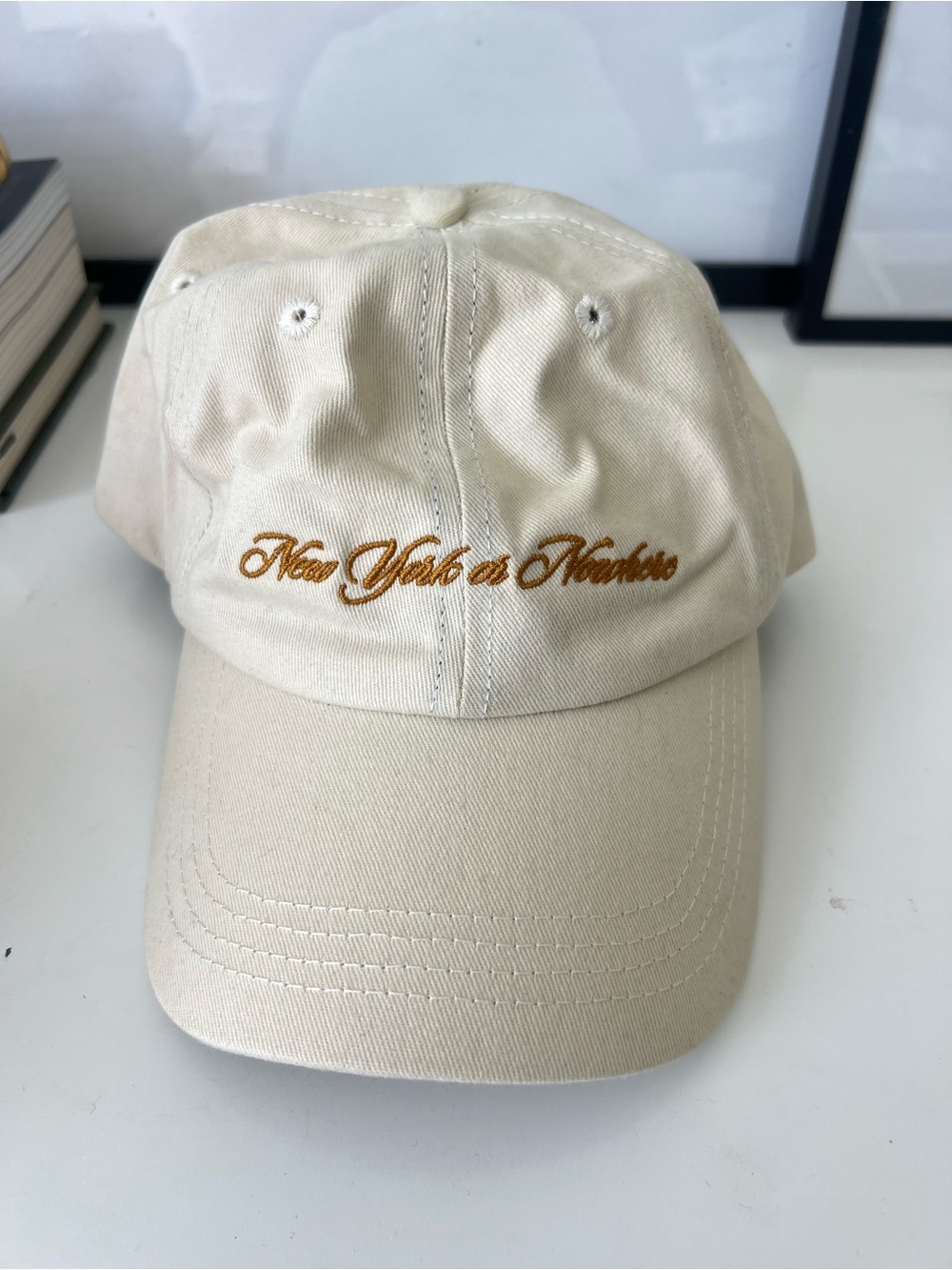 Beige Embroidered Baseball Cap - New York or Nowhere